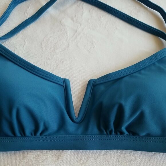 Xhilaration Juniors Bikini Top Size XS Blue V-Wire Bralette Bathing Suit Swim - Picture 4 of 7